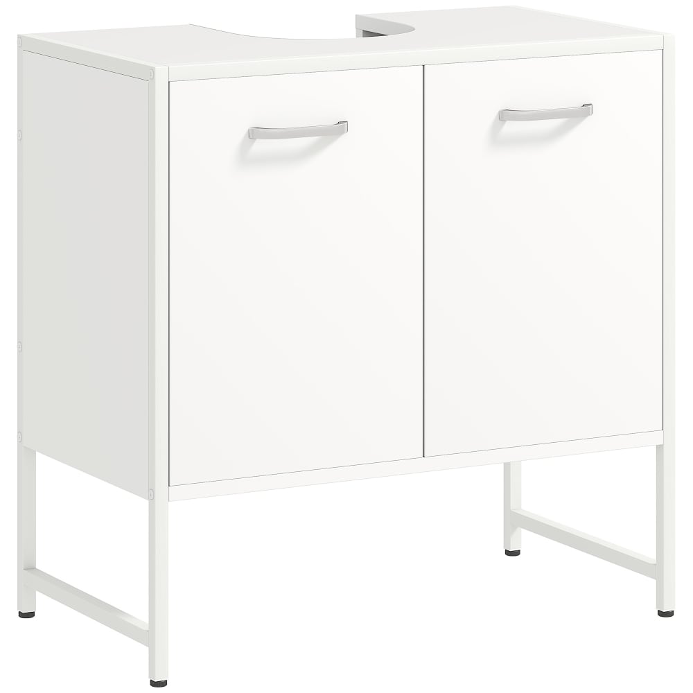 Meuble sous lavabo 2 portes à fermeture douce bois blanc