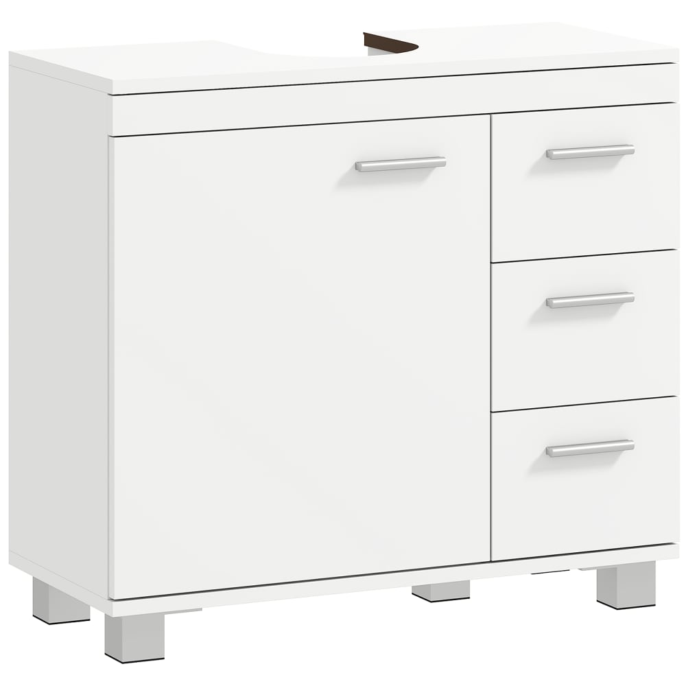 Meuble sous lavabo 3 tiroirs et porte à fermeture amortie MDF blanc — Beyit