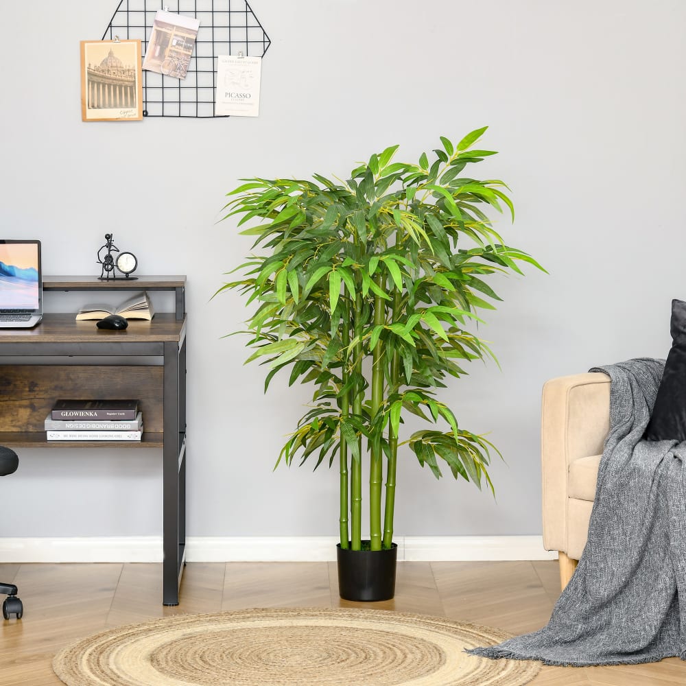 Plante artificielle bambou pot en pe et ciment vert — vue 3