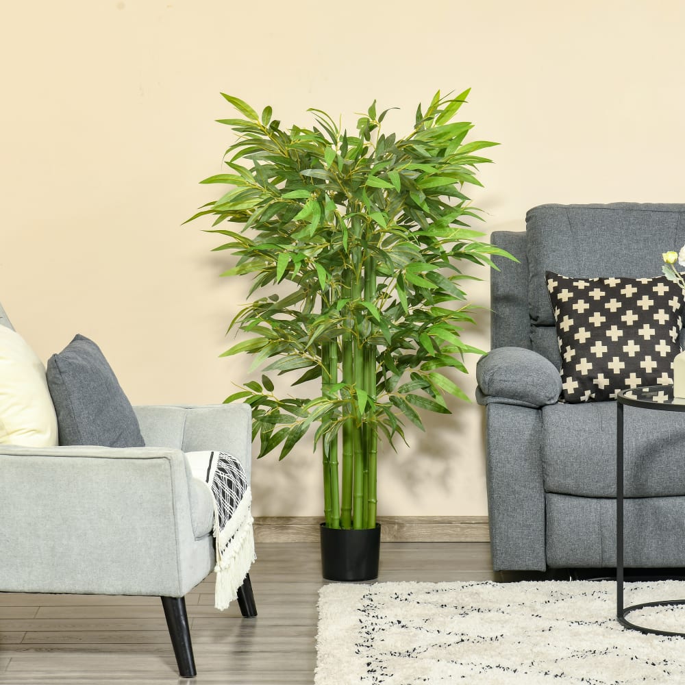 Plante artificielle bambou pot en pe et ciment vert — vue 4