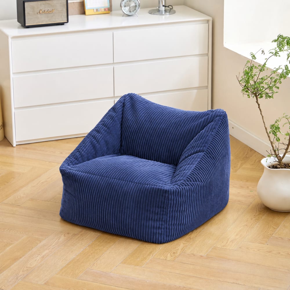 Pouf en velours côtelé bleu Pouf en velours côtelé bleu