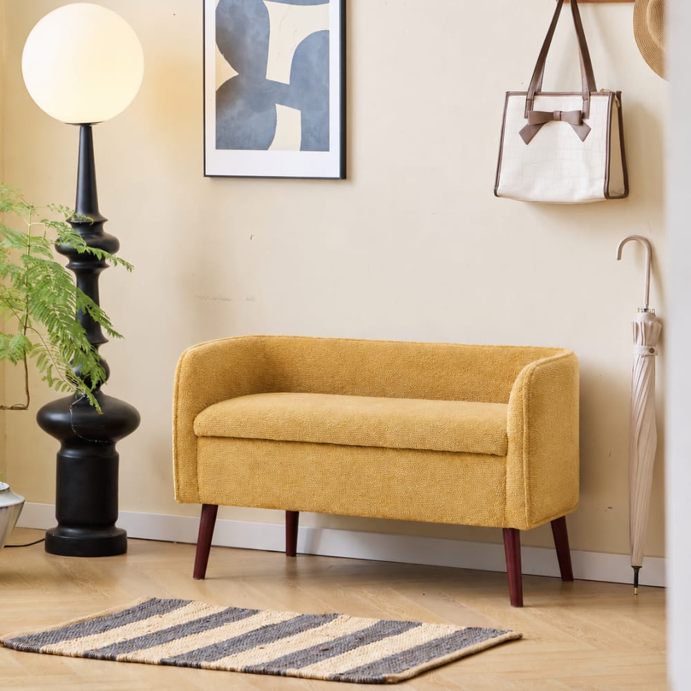 Nordlys Sitzbank aus Massivholz und Stoff gelb style modern Öko-Tex Zertifikat - Stoff