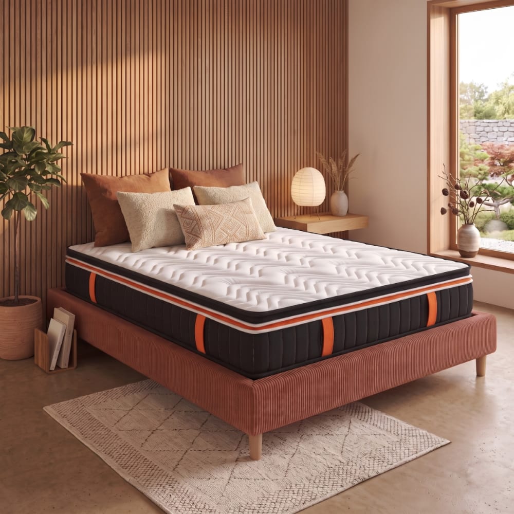 SAMPUR Doppeltopper matratze memory foam 180x200 cm Schwarz Öko-Tex Zertifikat Stoff