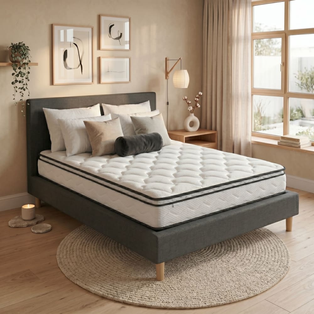 SAMPUR Matratze memory foam mittelfest 160x200 cm Weiß Stoff