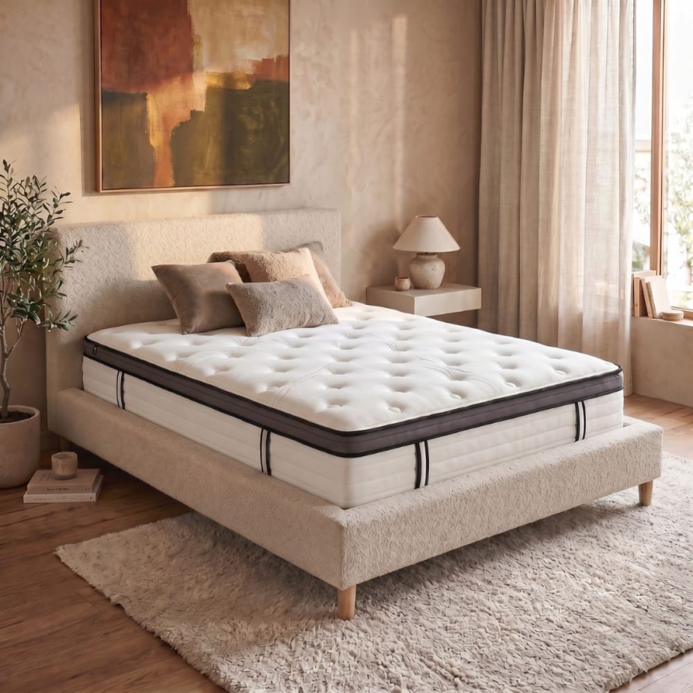 SAMPUR Matratze memory foam mittelfest 140x190 cm Weiß Stoff