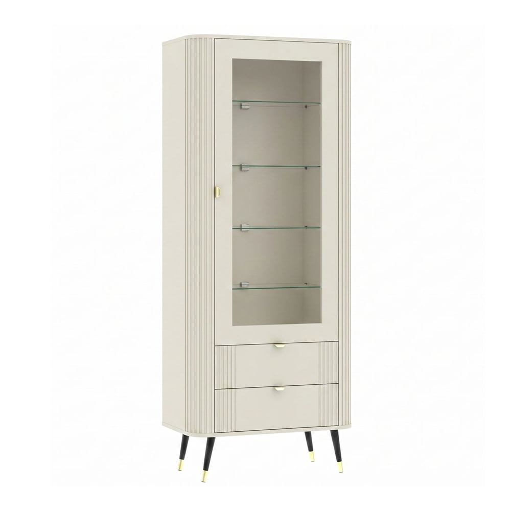 Feldmann-Wohnen Vitrine Onyx aus Holz 78,4x40x192,4cm Kaschmir gold style modern Beige Spanplatte