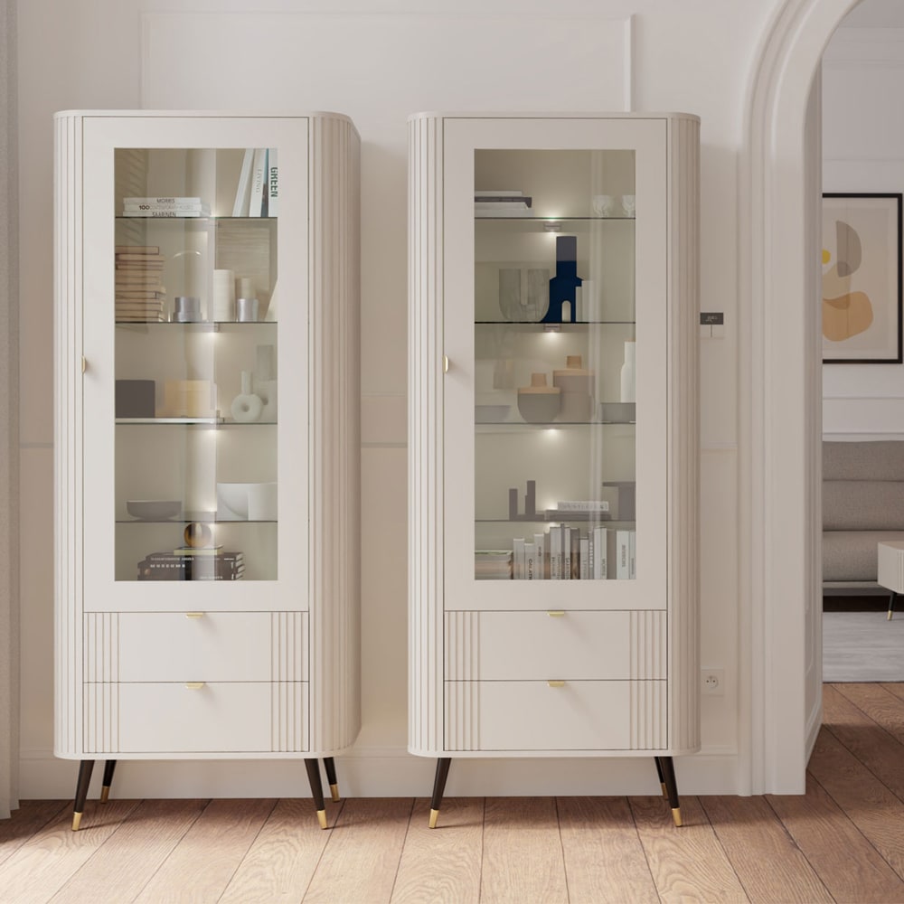 Vitrine Onyx aus Holz 78,4x40x192,4cm Kaschmir gold - Maisons Du