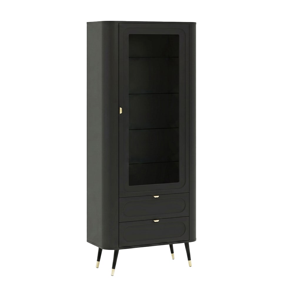 Feldmann-Wohnen Vitrine Blinx aus Holz 78,4x40x192,4cm schwarz gold style modern - Spanplatte