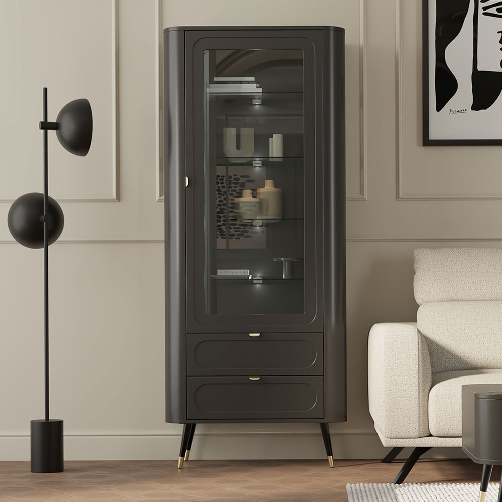 Vitrine Blinx aus Holz 78,4x40x192,4cm schwarz gold - Maisons Du