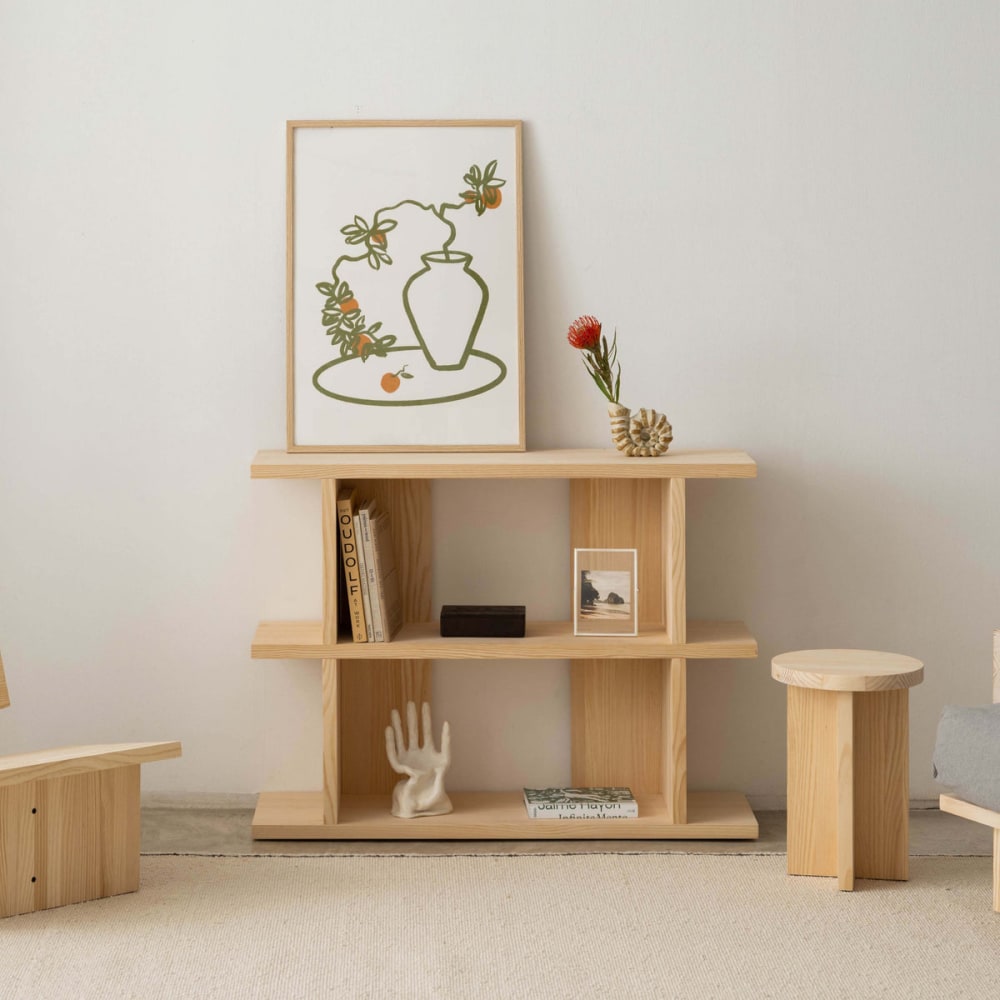 Bücherregal aus lackiertem massivem Kiefernholz 1x2 - Maisons Du