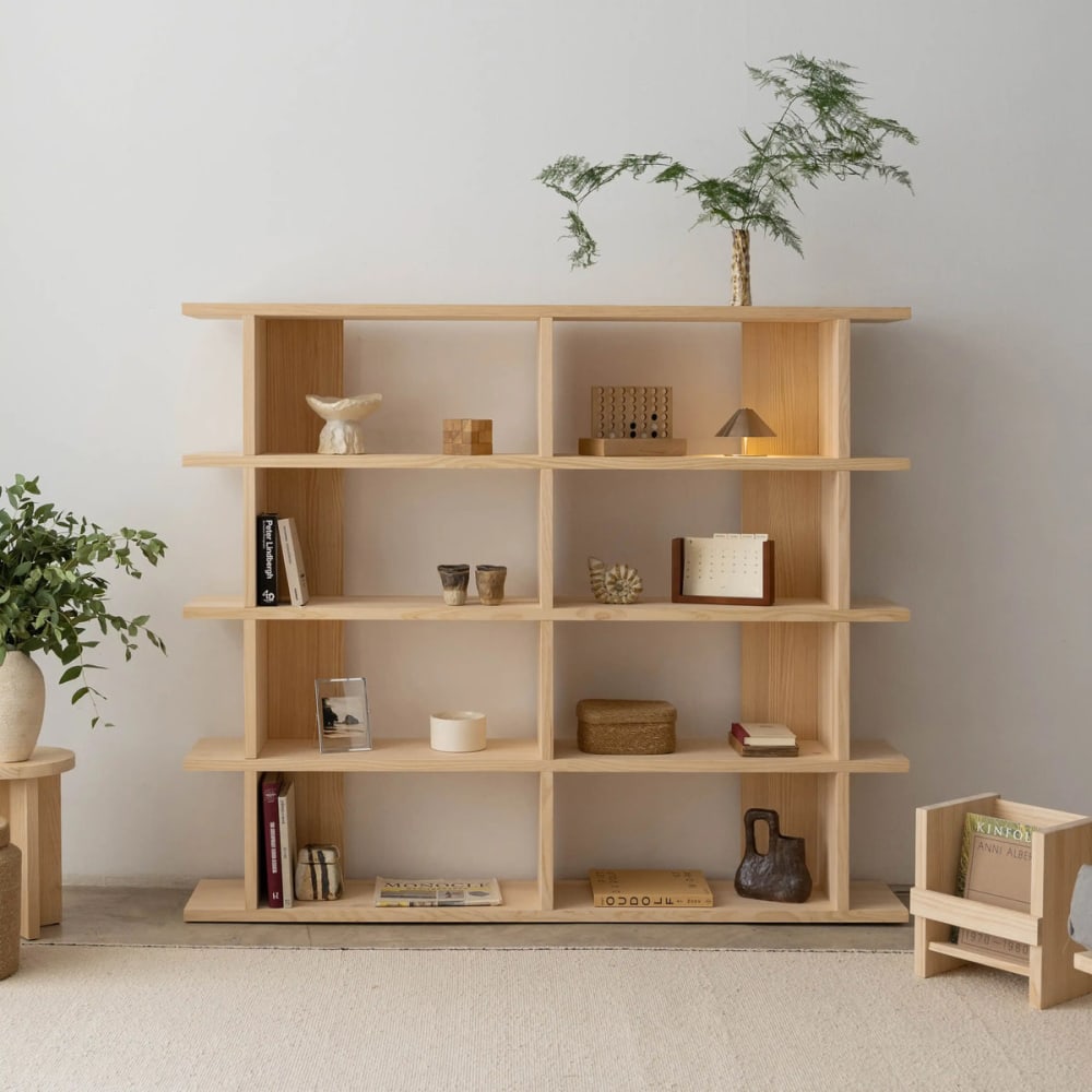 Bücherregal aus unbehandeltem massivem Kiefernholz 2x4 - Maisons