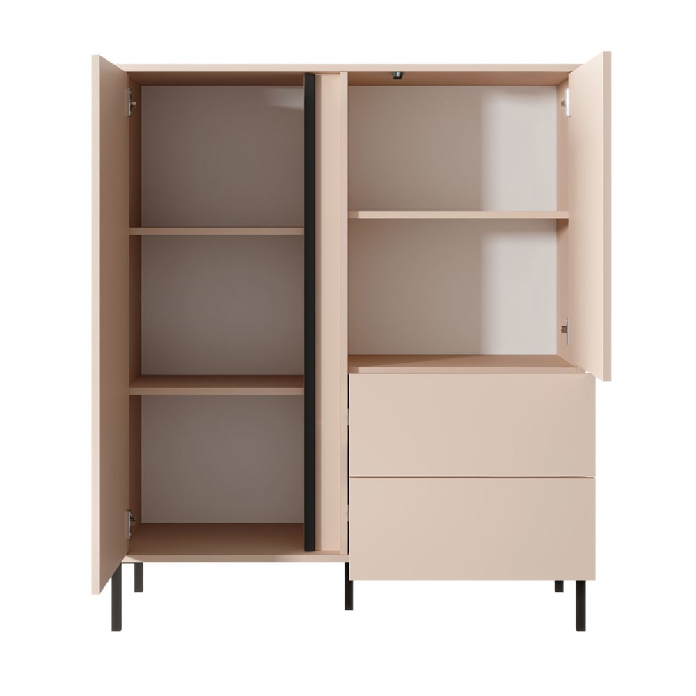 Highboard Dast mit Türen aus Holz 103x39,5x123cm beige - Maisons
