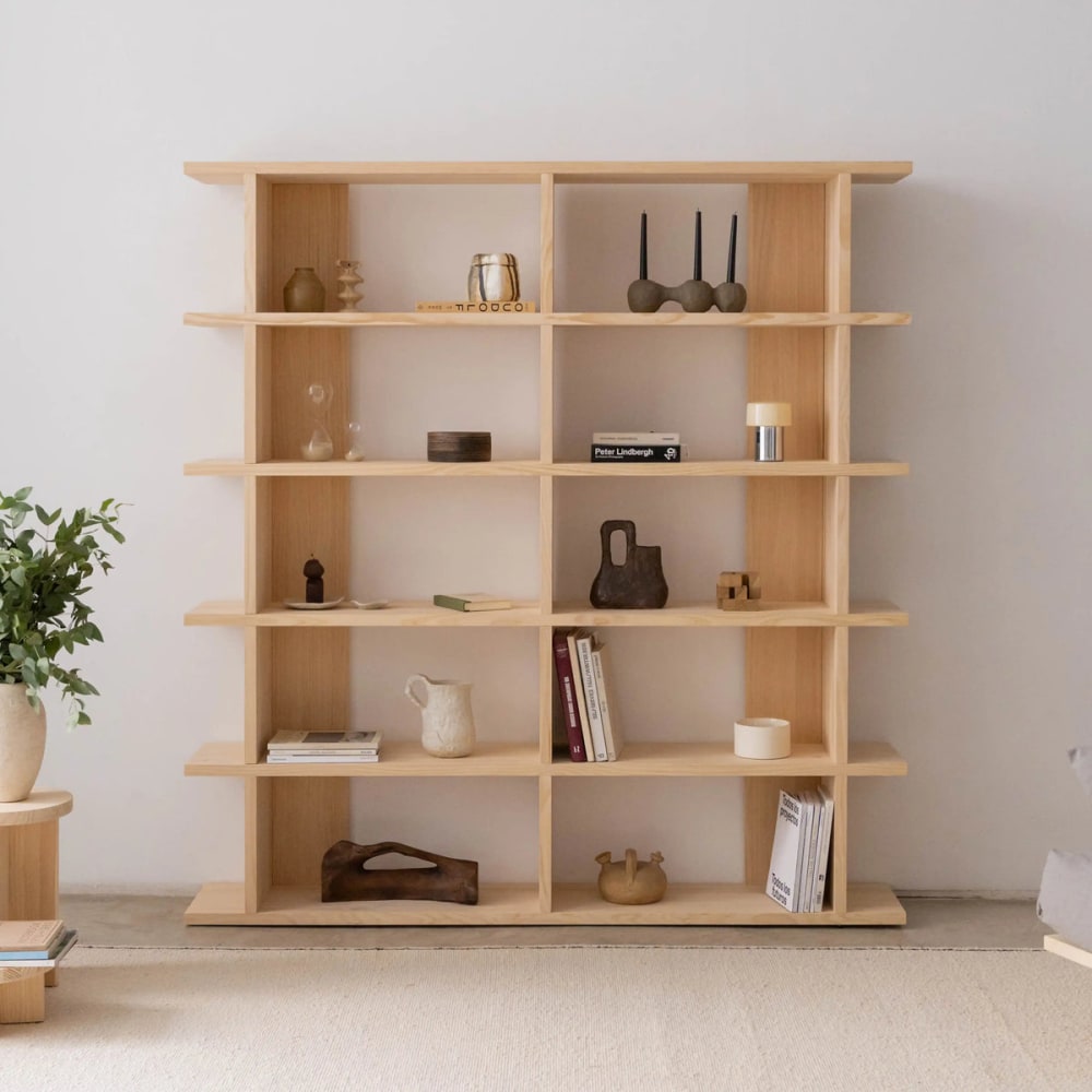 Bücherregal aus unbehandeltem massivem Kiefernholz 2x5 - Maisons