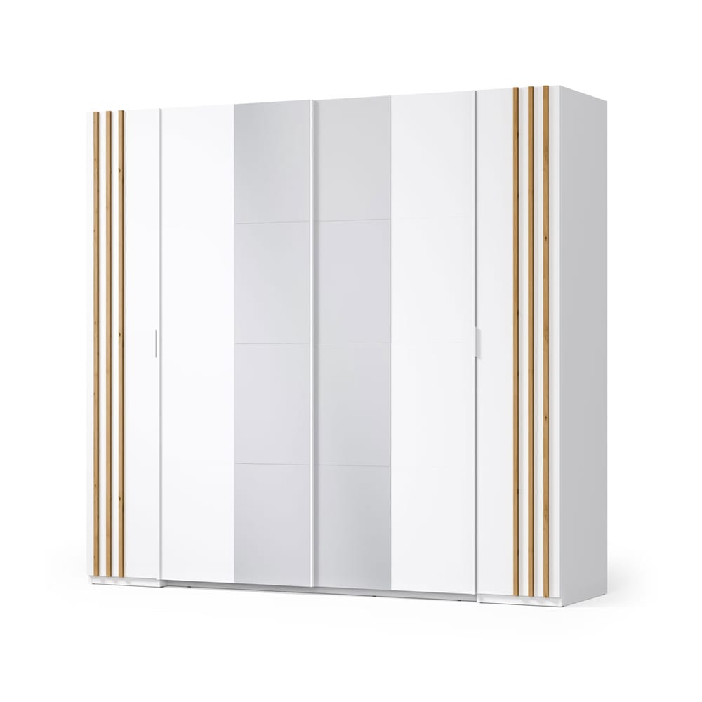 Feldmann-Wohnen Dreh-/ Schwebetürenschrank Florina 219x62x207,5cm weiß / Eiche Artisan style modern - Spanplatte