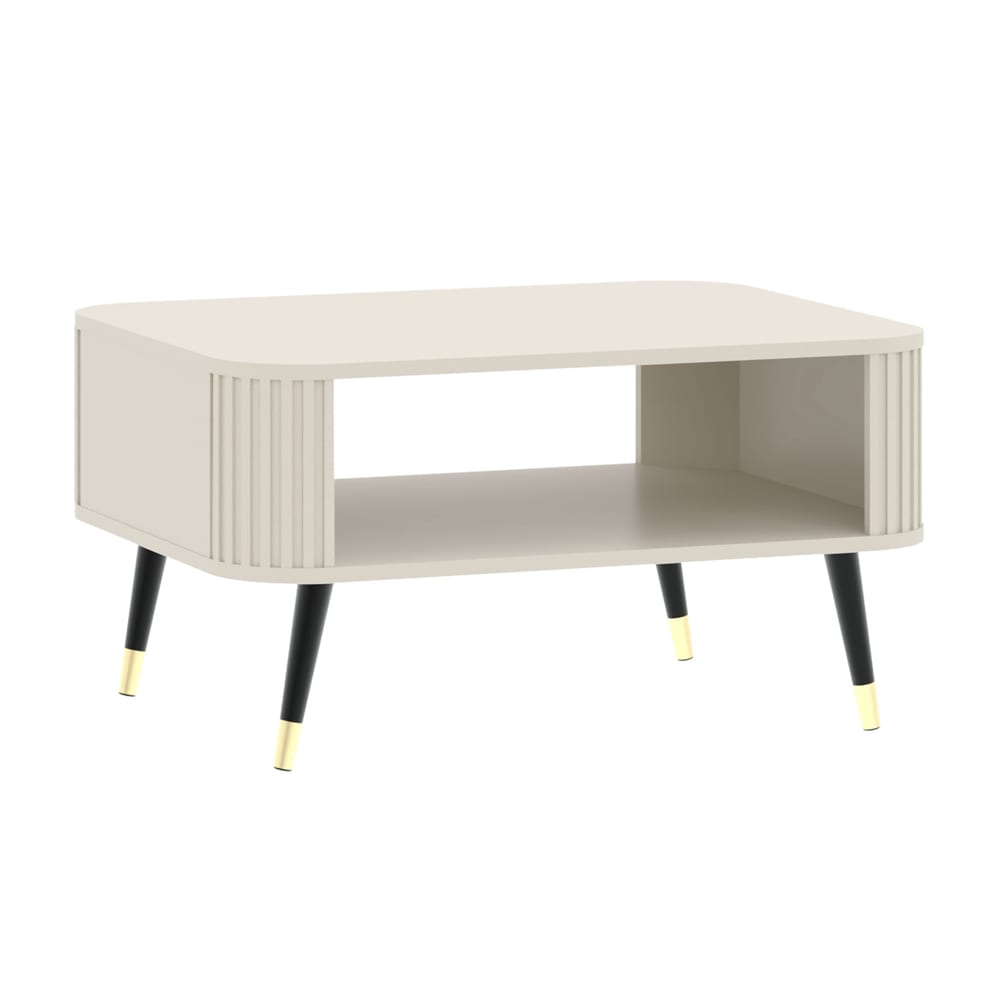 Feldmann-Wohnen Couchtisch Onyx aus Holz 80x60x42cm Kaschmir gold / schwarz style modern Braun Spanplatte