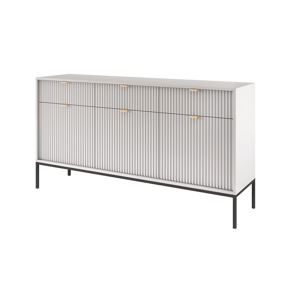 Feldmann-Wohnen Sideboard Nova mit Schubladen aus Holz, 154x39x83cm, grau style modern - Spanplatte