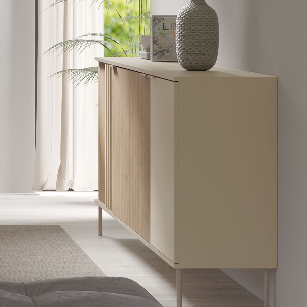 Sideboard Rodgau mit Türen 220x40x92cm Kaschmir / Eiche Artisan -