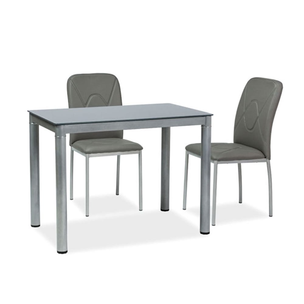 Esstisch rechteckig aus Glas & Metall, grau, 100x60x75 - Maisons