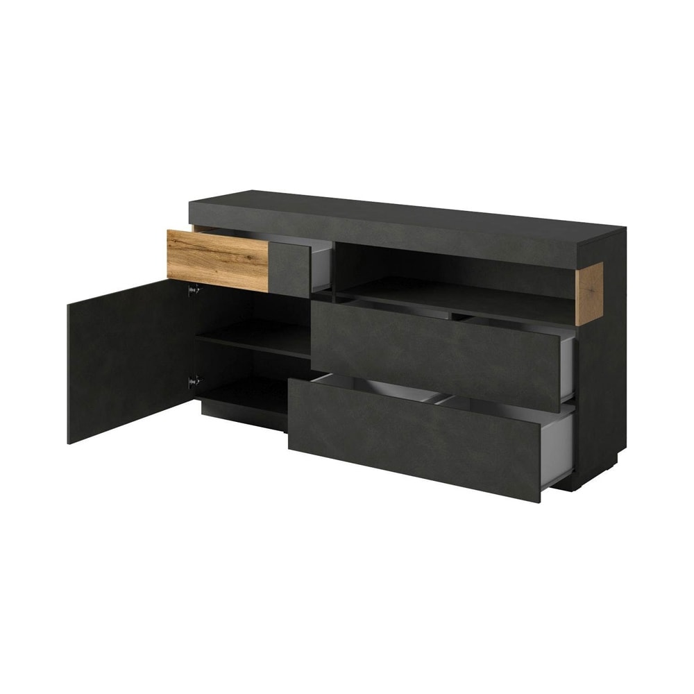 Sideboard mit Türen und Schubladen 169x40,5x84,5cm, anthrazit
