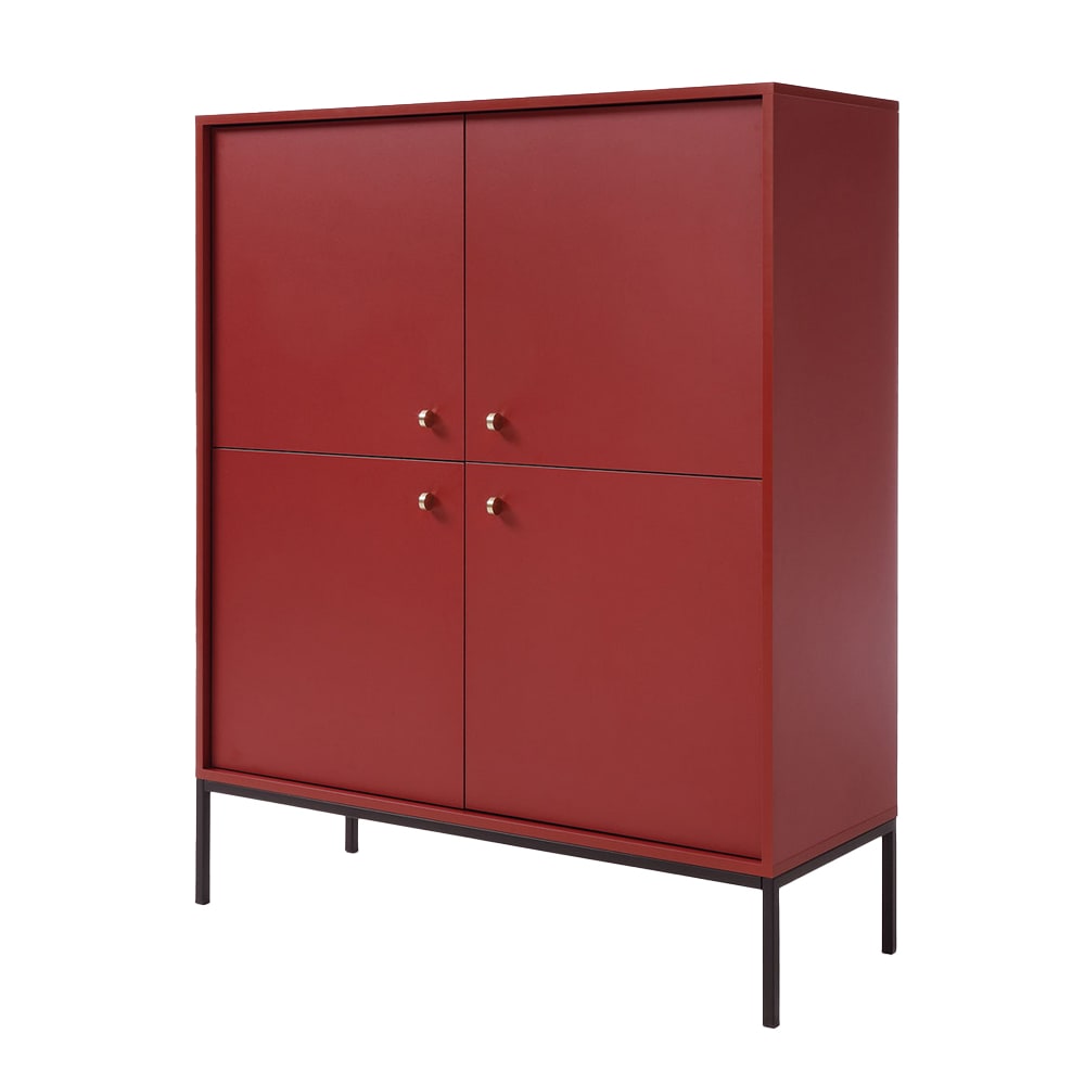 Feldmann-Wohnen Highboard Mono mit Türen 103,5x39x125,5cm bordeauxrot style modern - Spanplatte