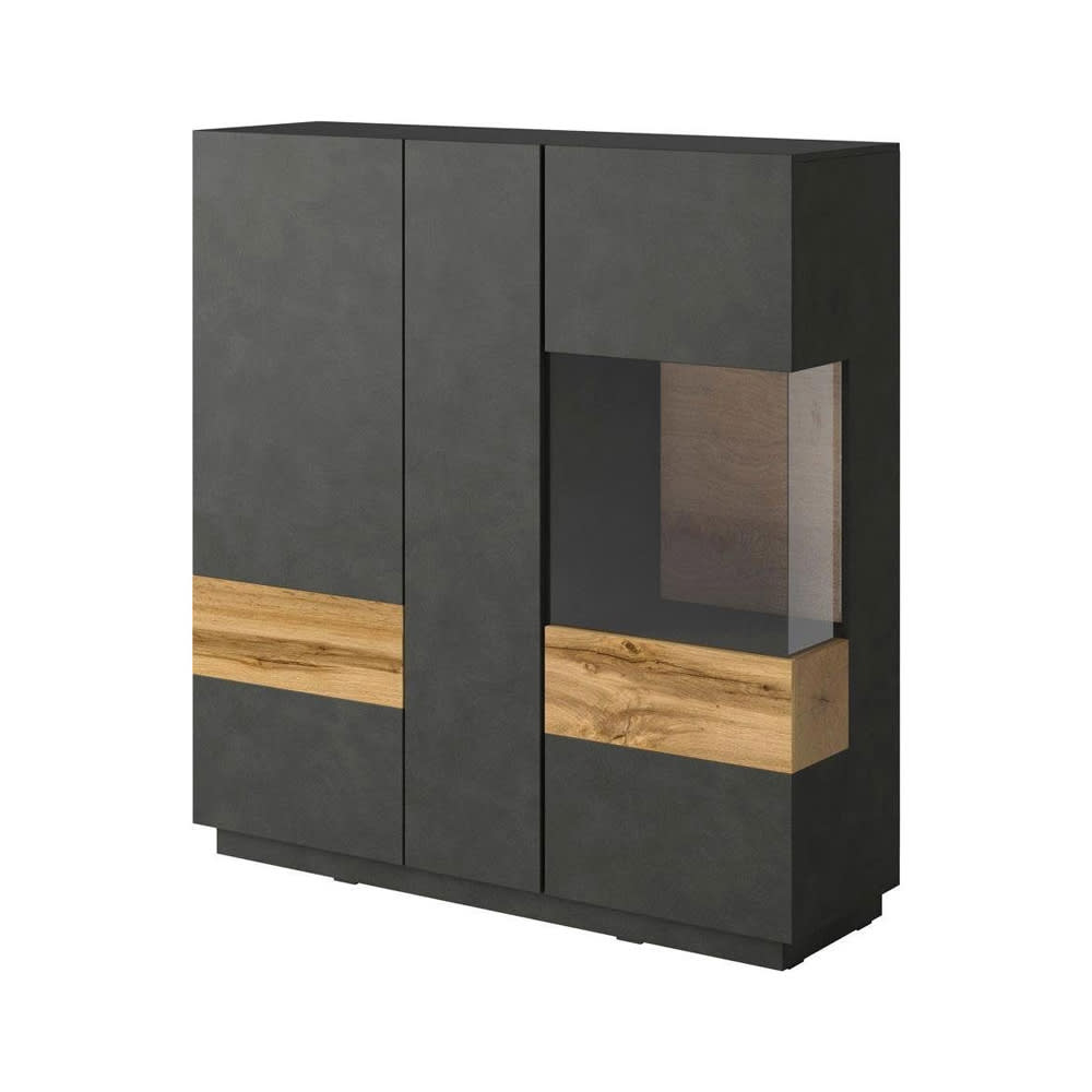 Feldmann-Wohnen Highboard aus Holz 130x40x138,5cm, anthrazit matera / Eiche Wotan style modern Grau Spanplatte