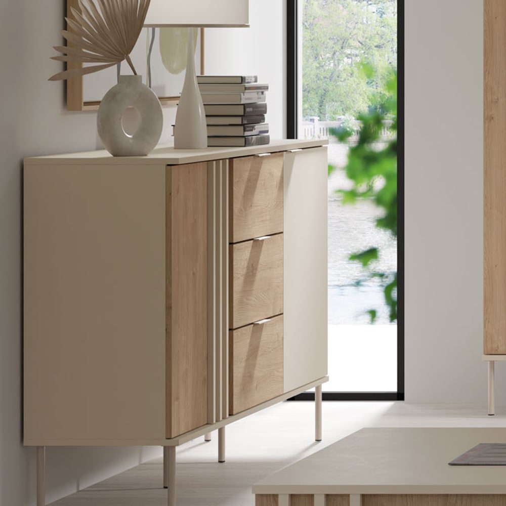 Sideboard Rodgau mit Türen aus Holz 165x40x92cm Kaschmir Eiche