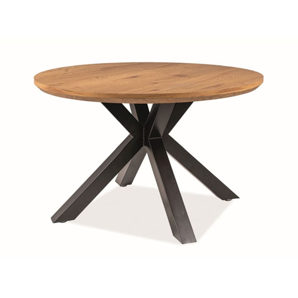 Feldmann-Wohnen Esstisch rund aus Spanplatte & Metall, braun / schwarz, 120x120x75cm style modern - Spanplatte