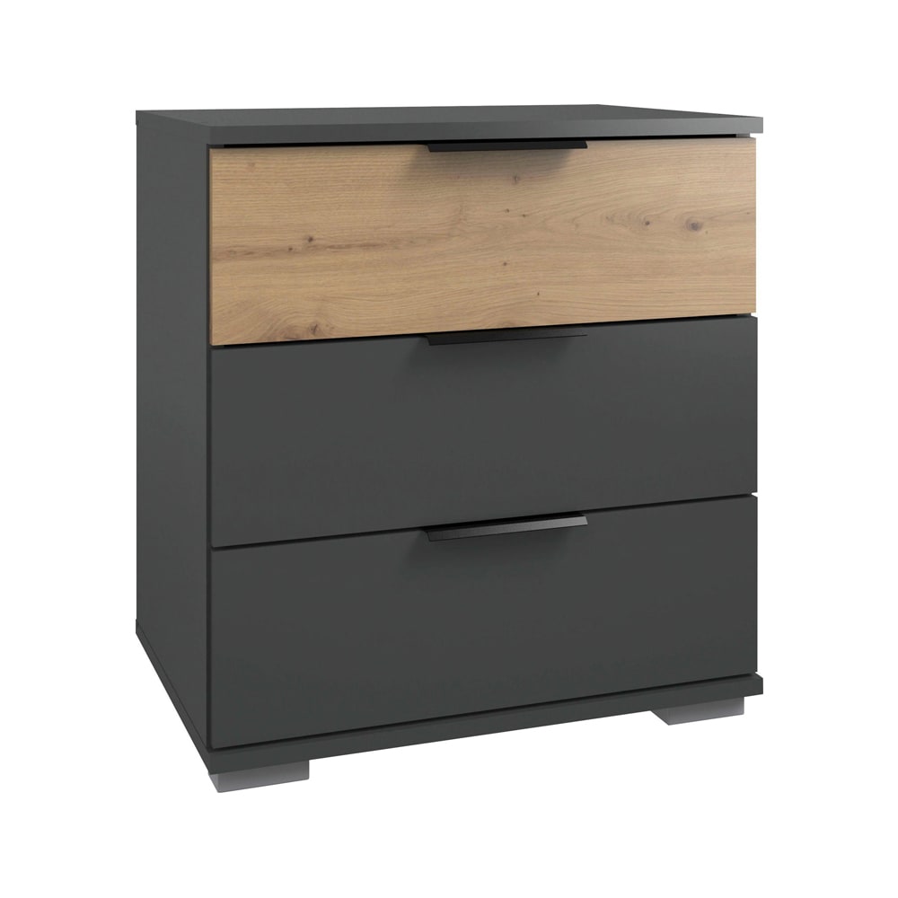 Feldmann-Wohnen Nachtkonsole aus Holz 52x38x56cm, graphit / Eiche Artisan style modern Grau Spanplatte