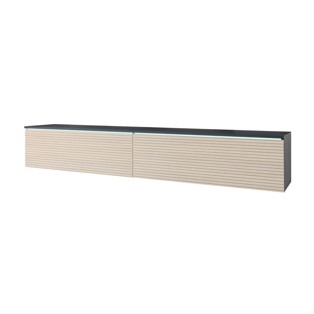 Feldmann-Wohnen Lowboard D mit Klappen 180x33x30cm Matera / Gaia Oak Lamellen style modern Beige Spanplatte