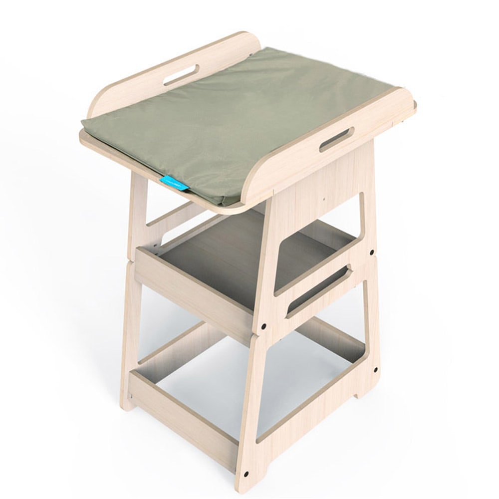 MAMATOYZ Wickeltisch, Der Sich In Tisch Und Stuhl Umwandeln Lässt Beige Holz