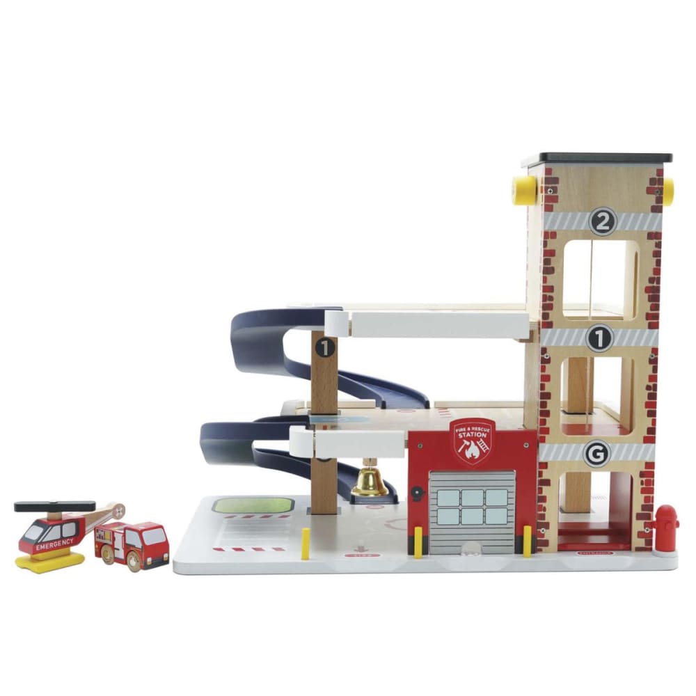 Le Toy Van Feuerwehr und Rettungsdienst Garage ROT HOLZ Kinder