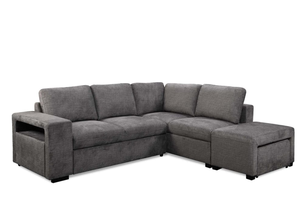 Canapé d'angle droit convertible en tissu gris foncé