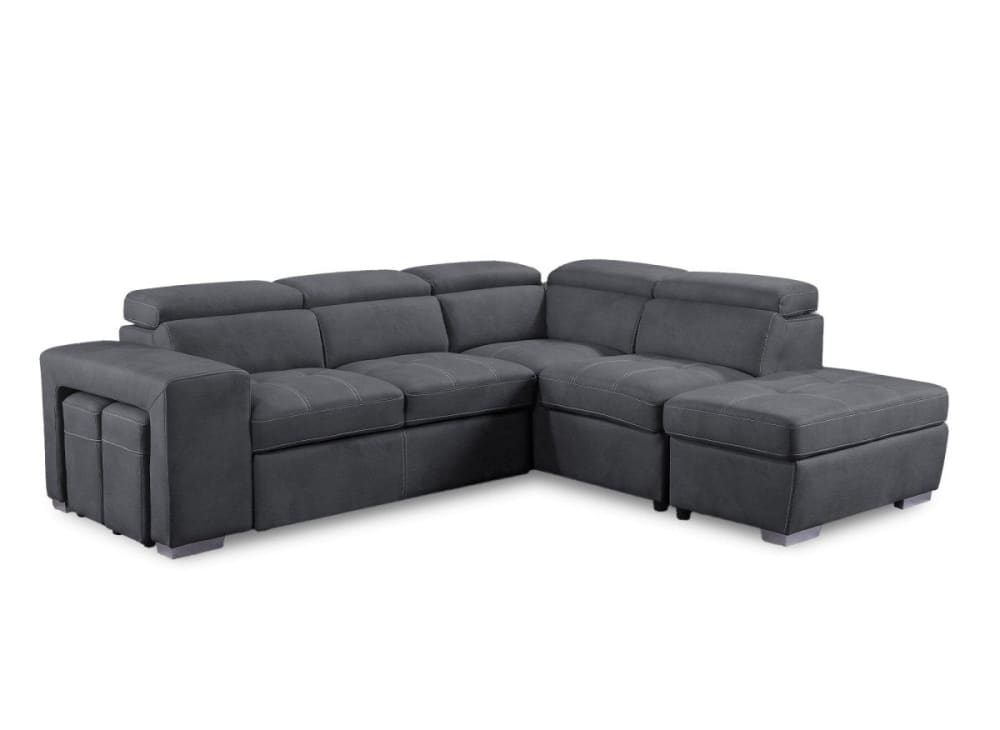 Canapé d'angle droit convertible en tissu gris