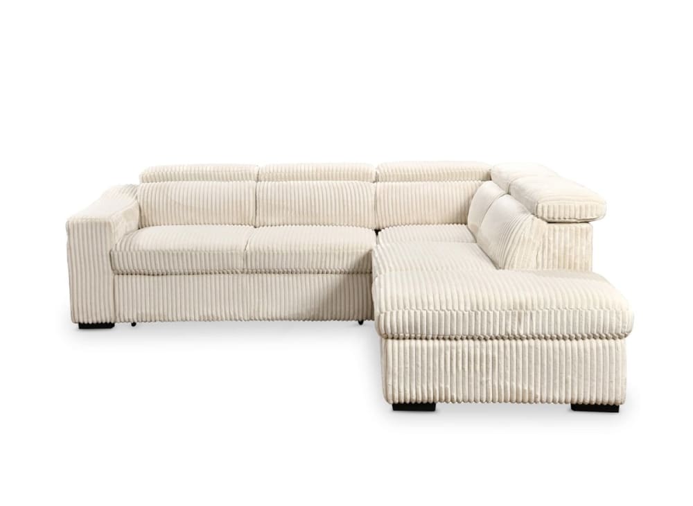 Canapé d'angle droit convertible avec coffre en velours côtelé beige Canapé d'angle droit convertible avec coffre en velours côtelé beige