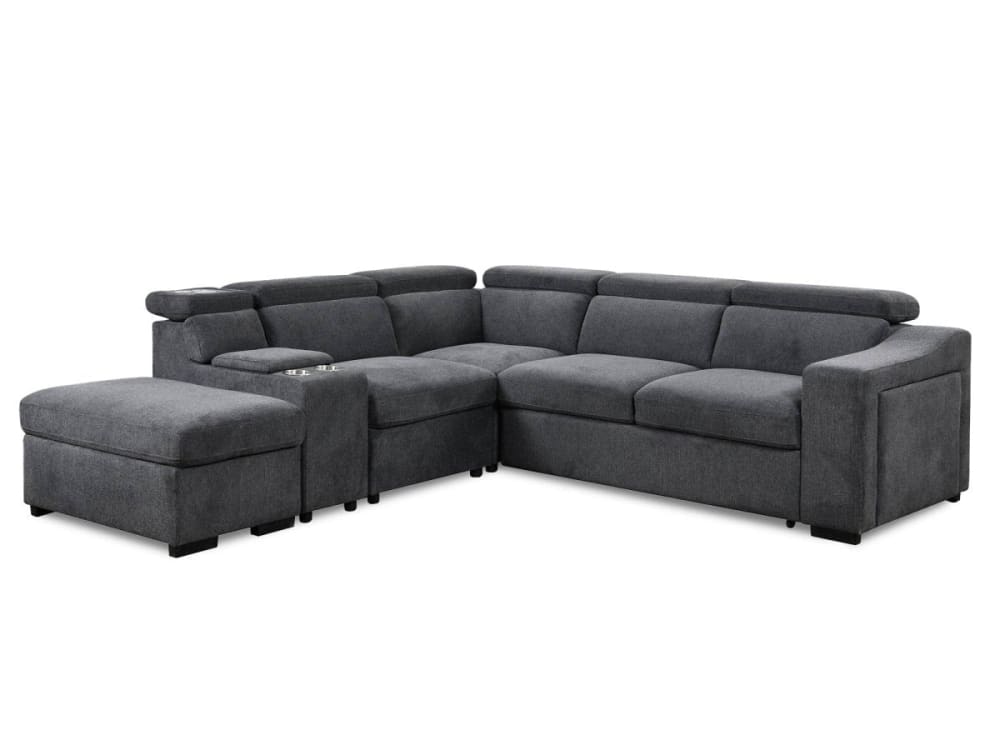Canapé d'angle gauche convertible en tissu gris foncé Canapé d'angle gauche convertible en tissu gris foncé