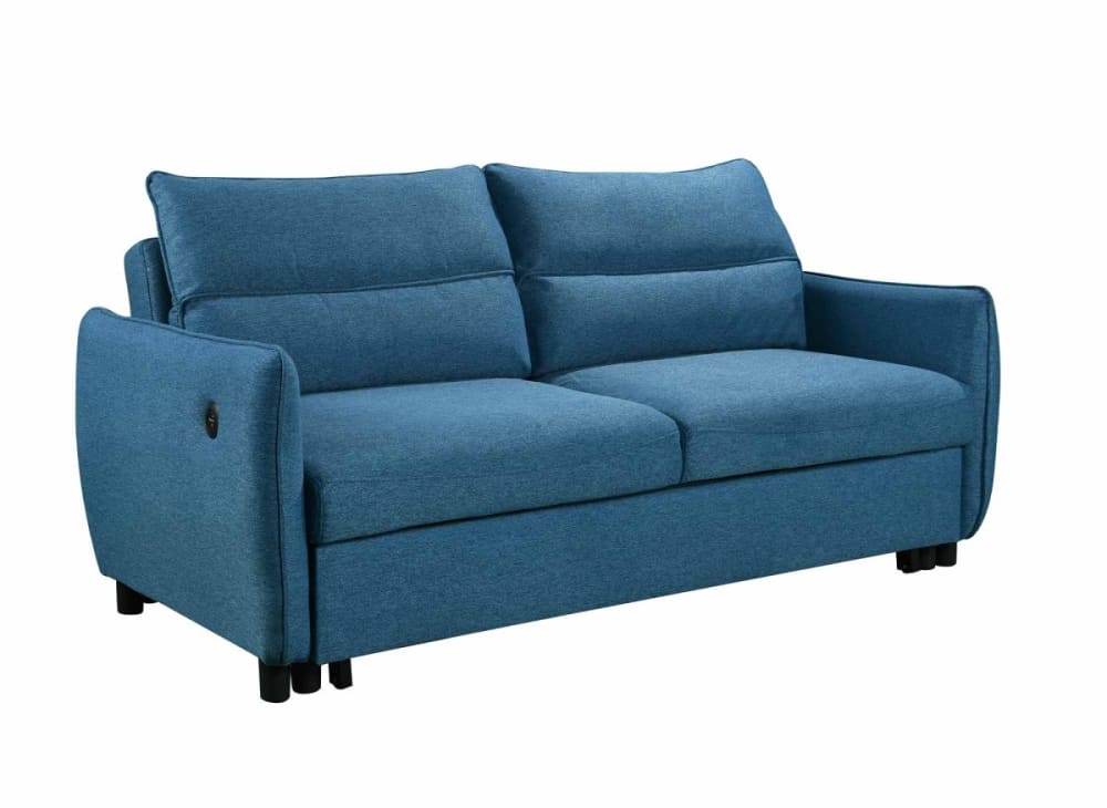 Canapé convertible 3 places en tissu bleu