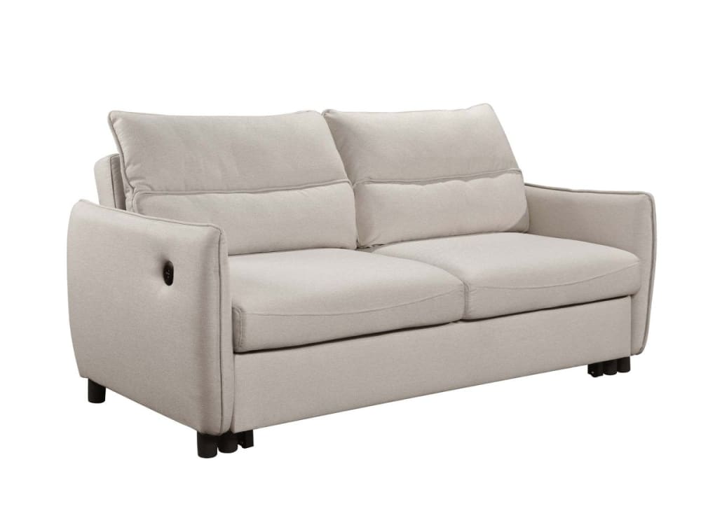Canapé convertible 3 places en tissu beige