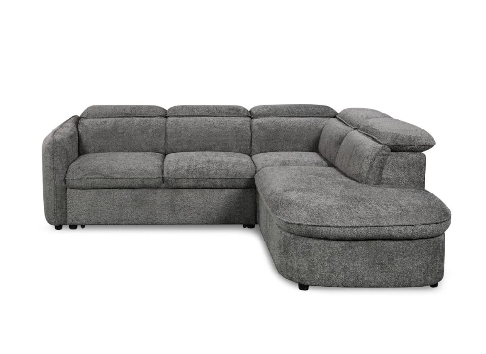Canapé d'angle droit convertible avec coffre en tissu bouclette gris Canapé d'angle droit convertible avec coffre en tissu bouclette gris