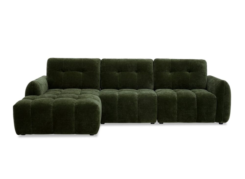 Canapé d'angle gauche velours tissé vert olive avec dossier réglable Canapé d'angle gauche velours tissé vert olive avec dossier réglable