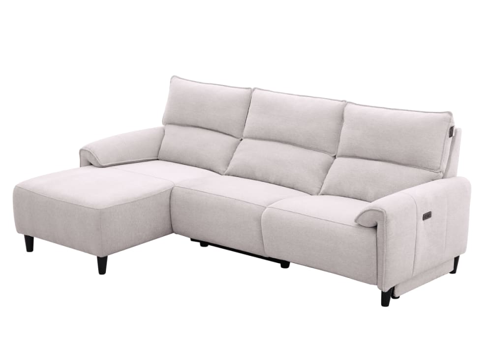Canapé d'angle relax électrique en tissu beige - Angle gauche