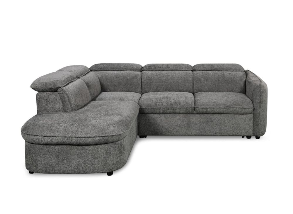 Canapé d'angle gauche convertible avec coffre en tissu bouclette gris Canapé d'angle gauche convertible avec coffre en tissu bouclette gris