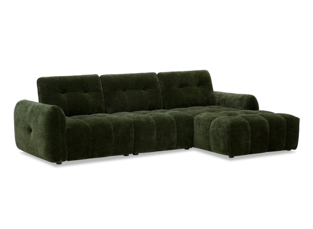 Canapé d'angle droit - velours vert olive