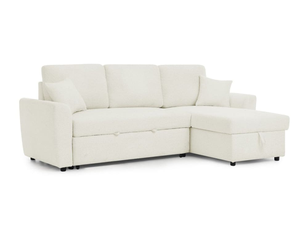 Canapé d'angle convertible réversible coffre tissu bouclette beige Canapé d'angle convertible réversible coffre tissu bouclette beige