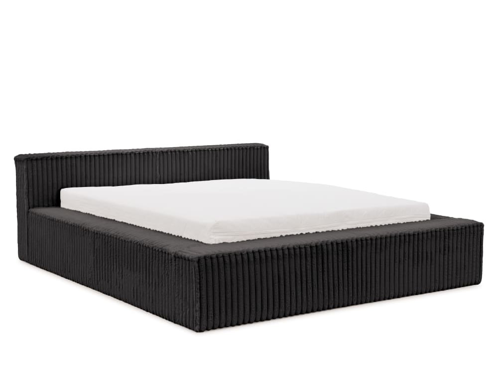 Lit rembourré 140x200 en velours côtelé pelucheux