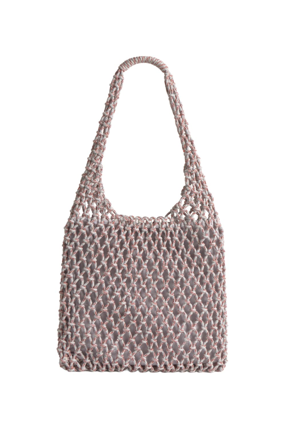 CALMA HOUSE Tasche aus grobmaschigem Baumwollgeflecht in Senftönen. Inneres Baumwollfutter. Blau