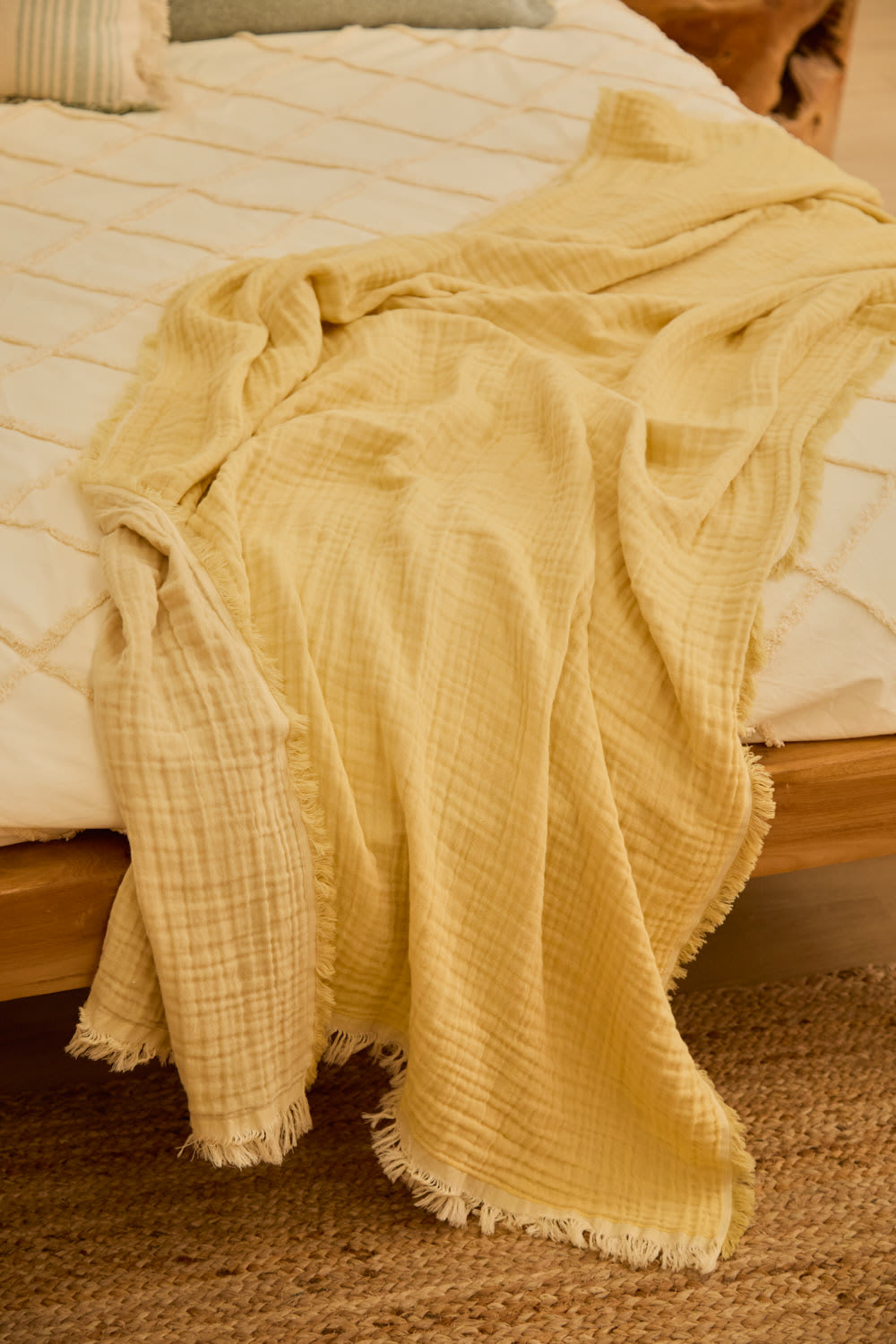 Plaid 2 Baumwolle Senf 100x180 - Maisons Du Monde