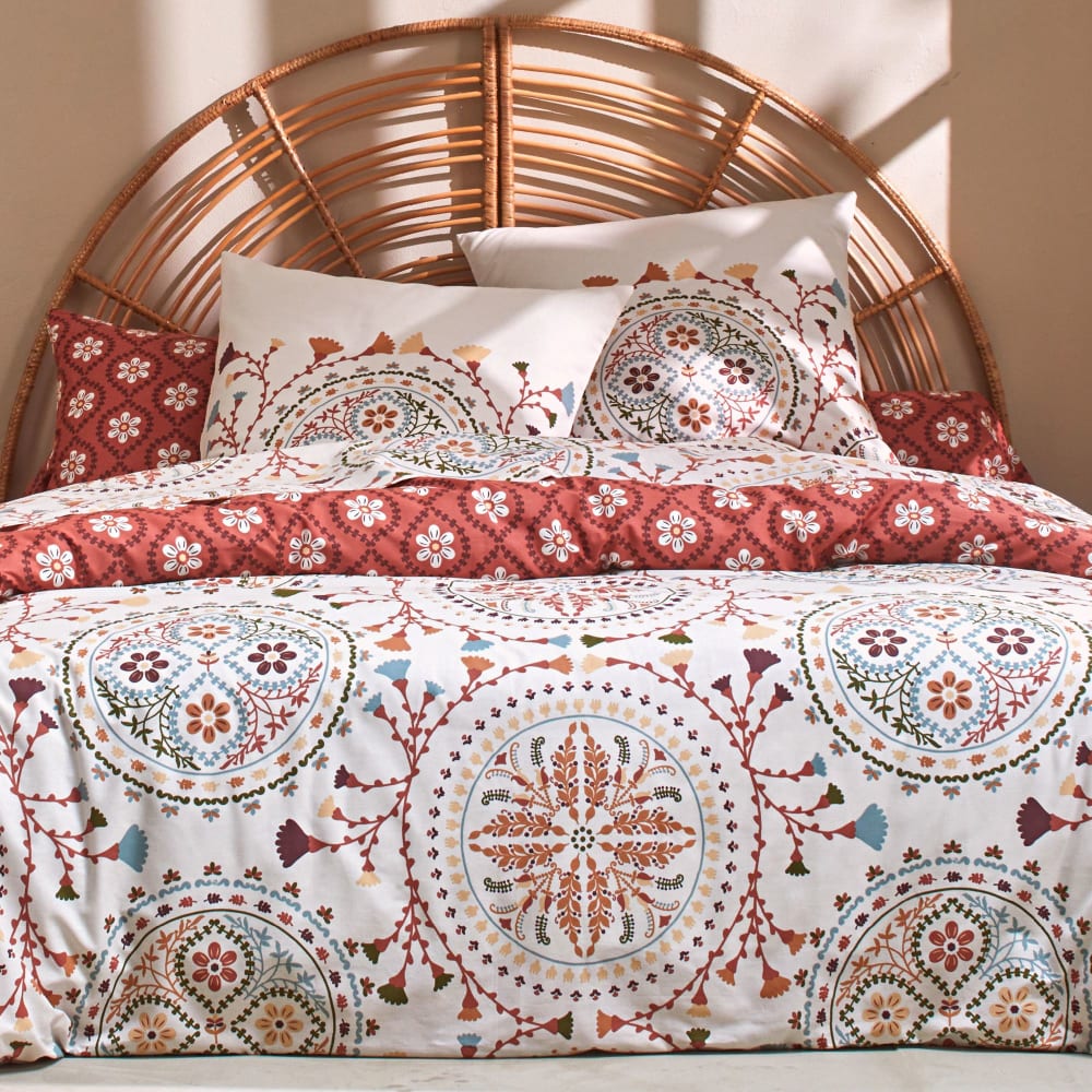 Drap-housse en coton beige 140x190x28cm