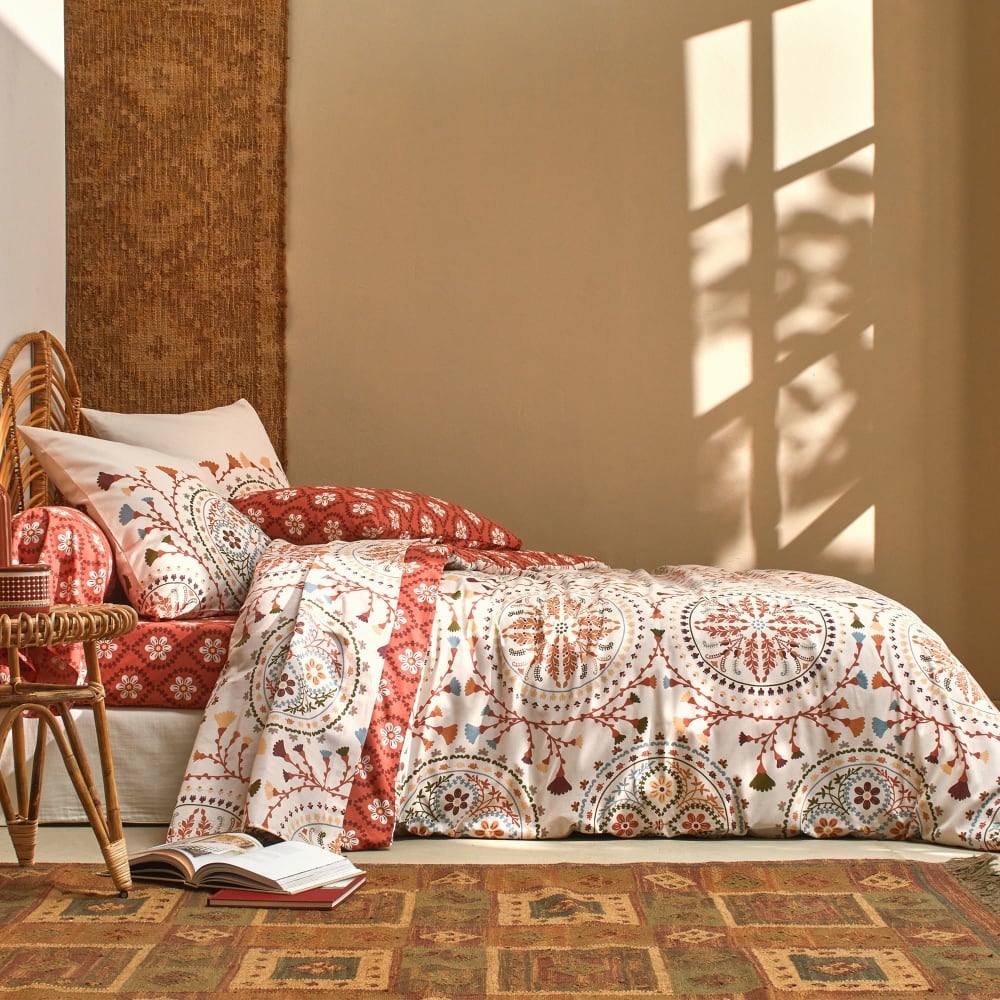 Drap-housse en coton beige 140x190x28cm — vue 3