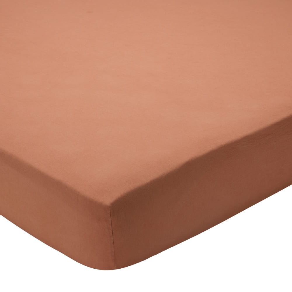 Drap-housse en coton beige doré 160x200x28cm