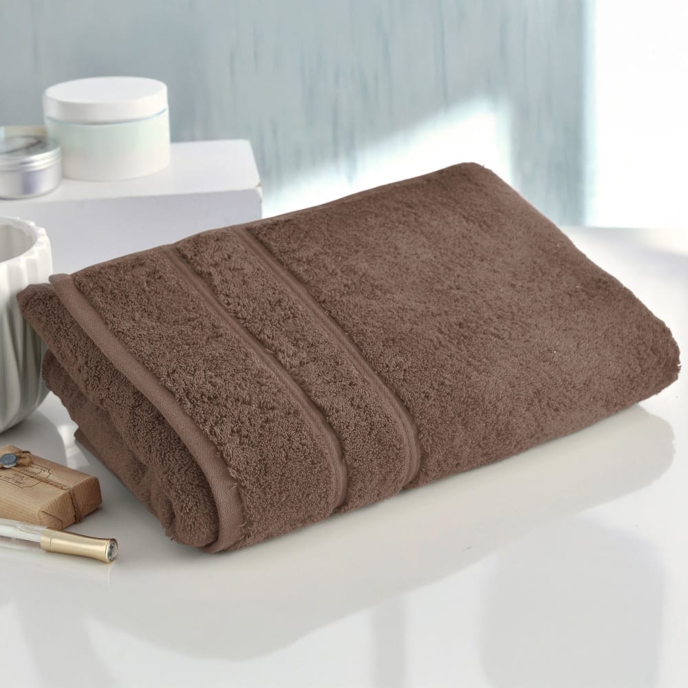 Drap de bain en coton marron moka 100x150cm
